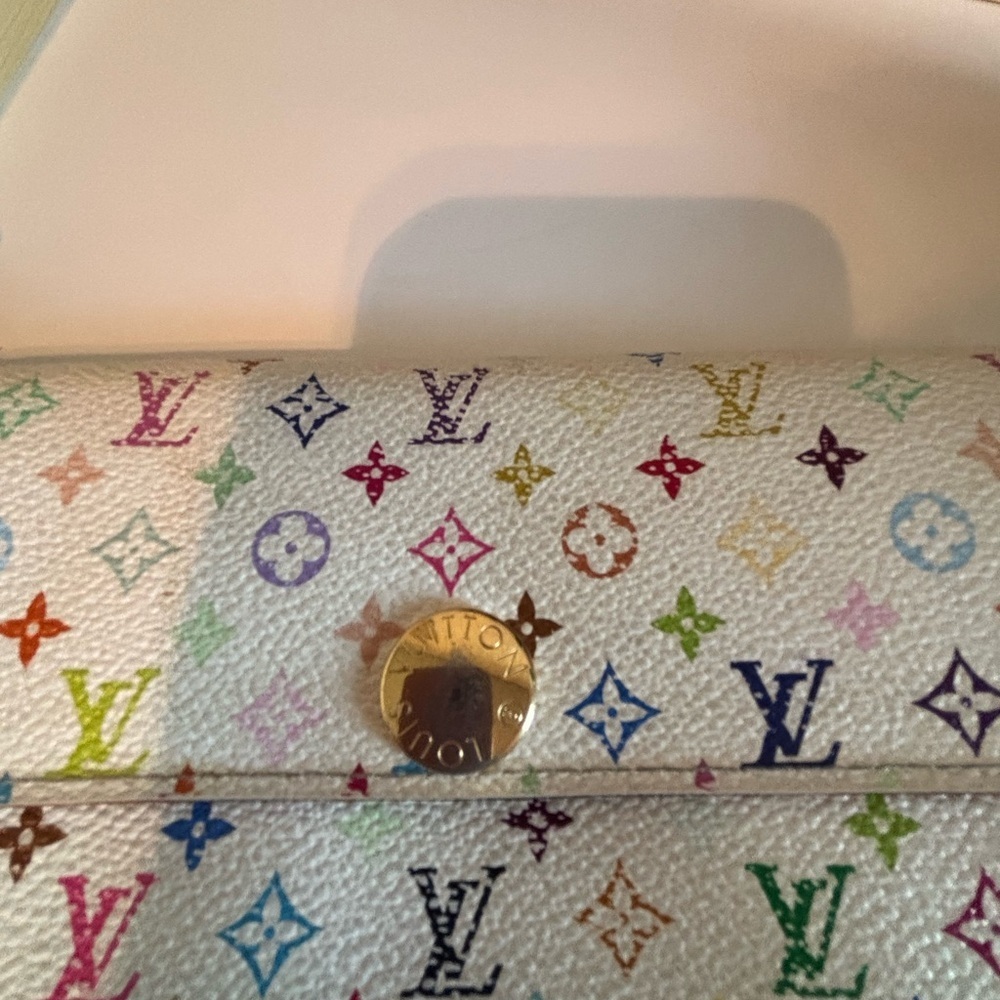 Rare Louis Vuitton x Takashi Murakami Monogram Multicolor Sarah Wallet WOC Ready - Picture 8 of 12